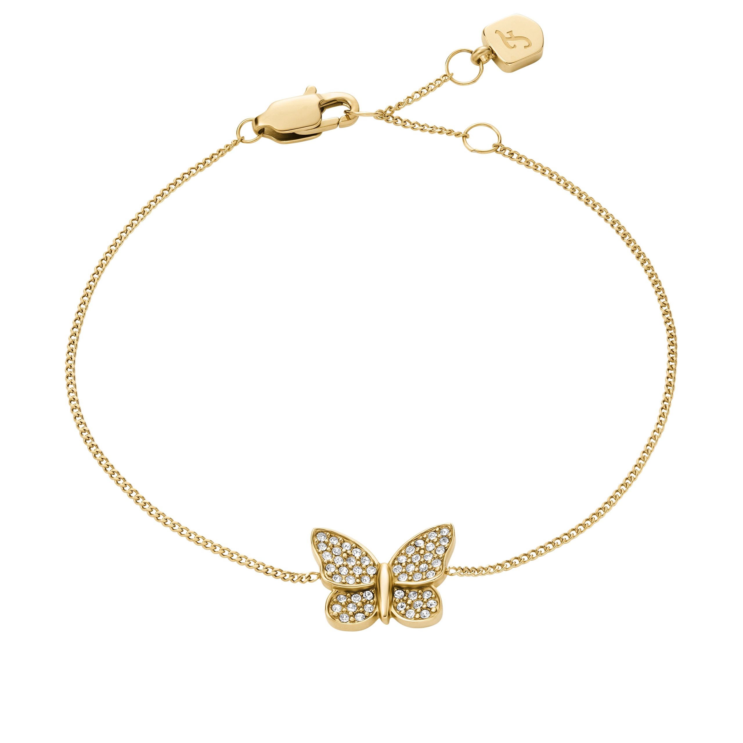 Fossil Sutton Pavé Butterfly Gold-Tone Stainless Steel Station Bracelet - Preorder - Image 5