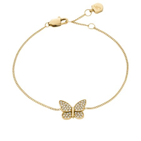 Fossil Sutton Pavé Butterfly Gold-Tone Stainless Steel Station Bracelet - Preorder