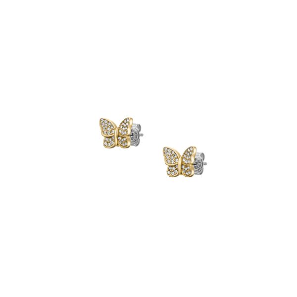 Fossil Sutton Pavé Butterfly Gold-Tone Stainless Steel Stud Earrings - Preorder