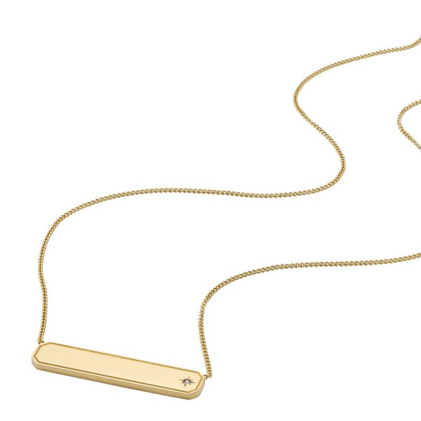 Fossil Sadie Gold-Tone Stainless Steel ID Necklace - Preorder