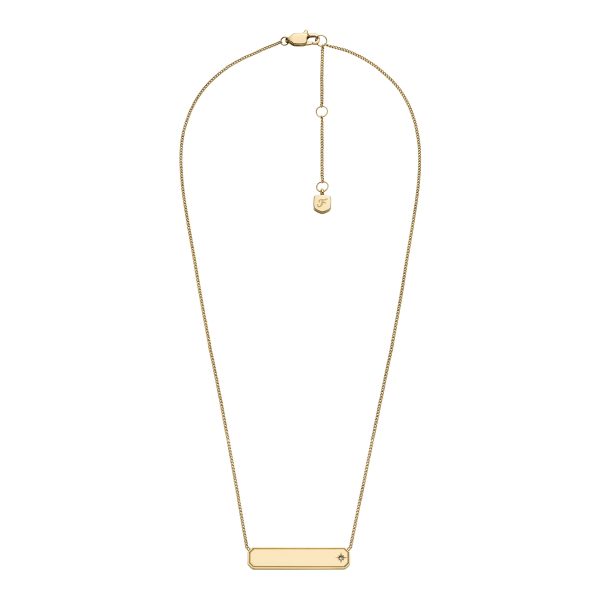 Fossil Sadie Gold-Tone Stainless Steel ID Necklace - Preorder