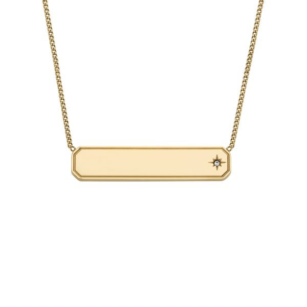 Fossil Sadie Gold-Tone Stainless Steel ID Necklace - Preorder