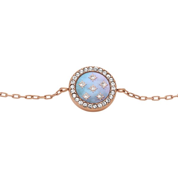 Fossil Merrit Northlight Collection Rose Gold-Tone Stainless Steel Station Bracelet - Preorder