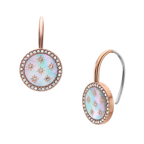 Fossil Merrit Northlight Collection Rose Gold-Tone Stainless Steel Drop Earrings - Preorder