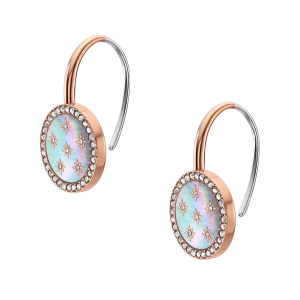 Fossil Merrit Northlight Collection Rose Gold-Tone Stainless Steel Drop Earrings - Preorder