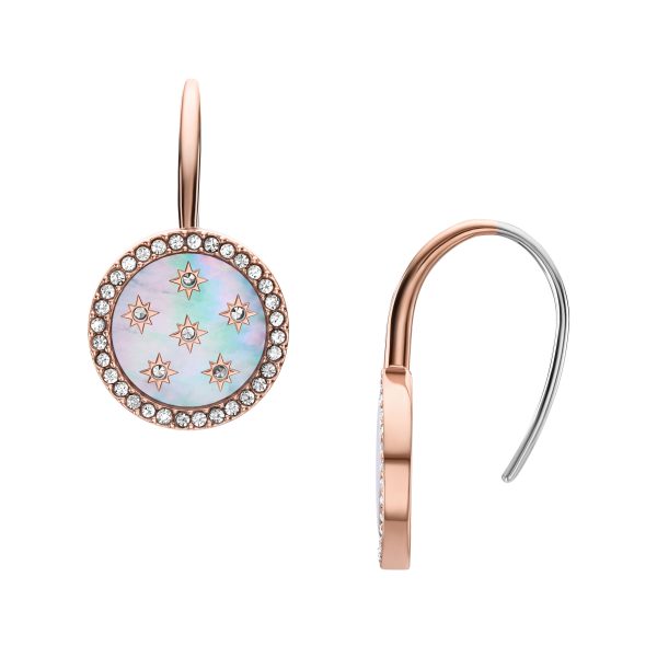 Fossil Merrit Northlight Collection Rose Gold-Tone Stainless Steel Drop Earrings - Preorder