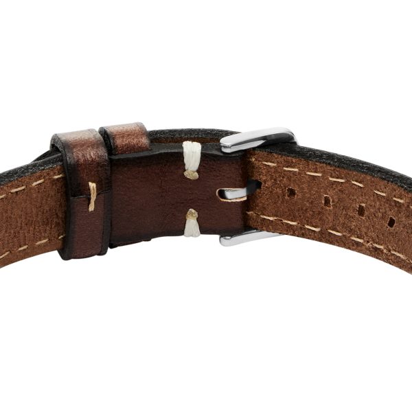 Fossil Machine Rugged Stainless Steel and Brown Padded Leather Strap Bracelet - Preorder
