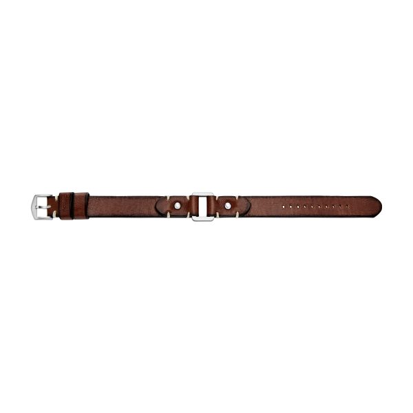 Fossil Machine Rugged Stainless Steel and Brown Leather Strap Bracelet - Preorder