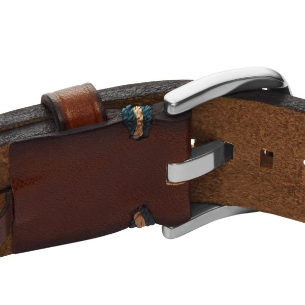 Fossil Everett Topstitch Brown Leather Strap Bracelet - Preorder