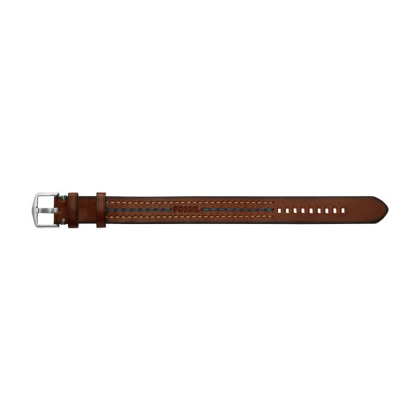 Fossil Everett Topstitch Brown Leather Strap Bracelet - Preorder