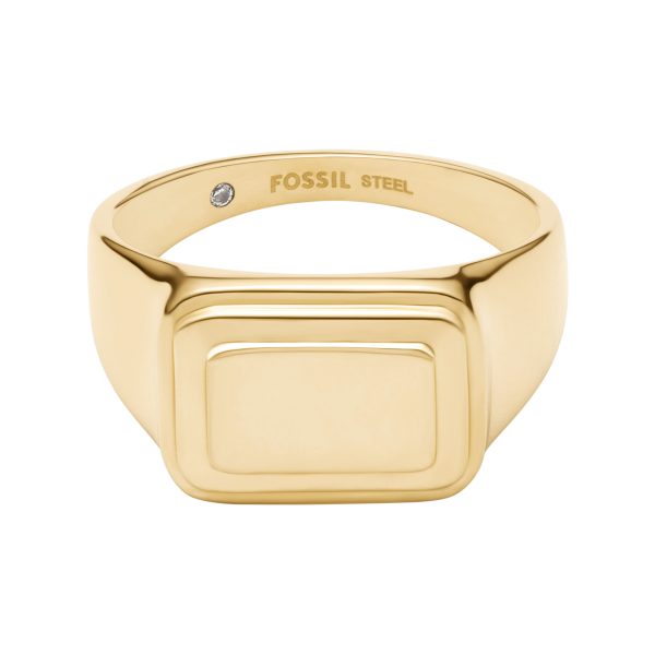 Fossil Raquel Gold-Tone Stainless Steel Signet Ring - Preorder