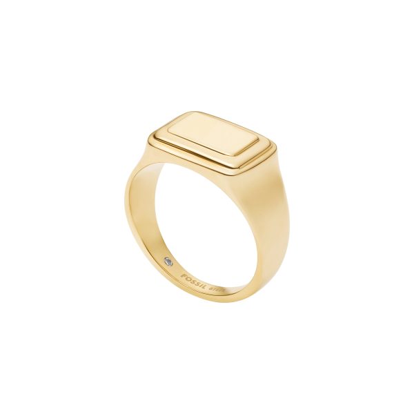 Fossil Raquel Gold-Tone Stainless Steel Signet Ring - Preorder