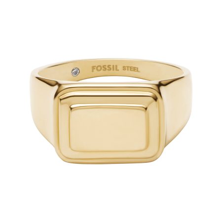 Fossil Raquel Gold-Tone Stainless Steel Signet Ring - Preorder