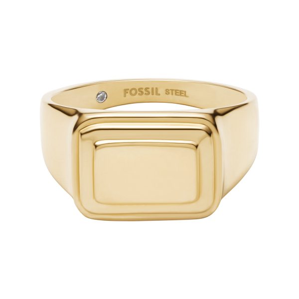 Fossil Raquel Gold-Tone Stainless Steel Signet Ring - Preorder