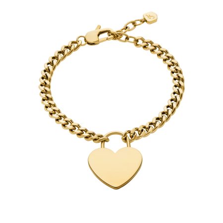 Fossil Sutton Gold-Tone Stainless Steel Heart Bracelet - Preorder