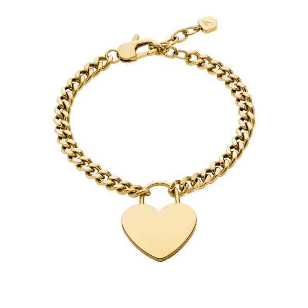 Fossil Sutton Gold-Tone Stainless Steel Heart Bracelet - Preorder