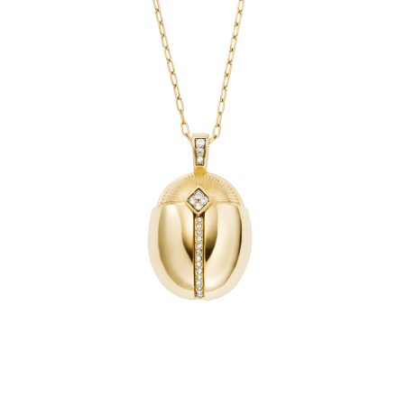Fossil Sutton Scarab Gold-Tone Stainless Steel Pendant Necklace - Preorder