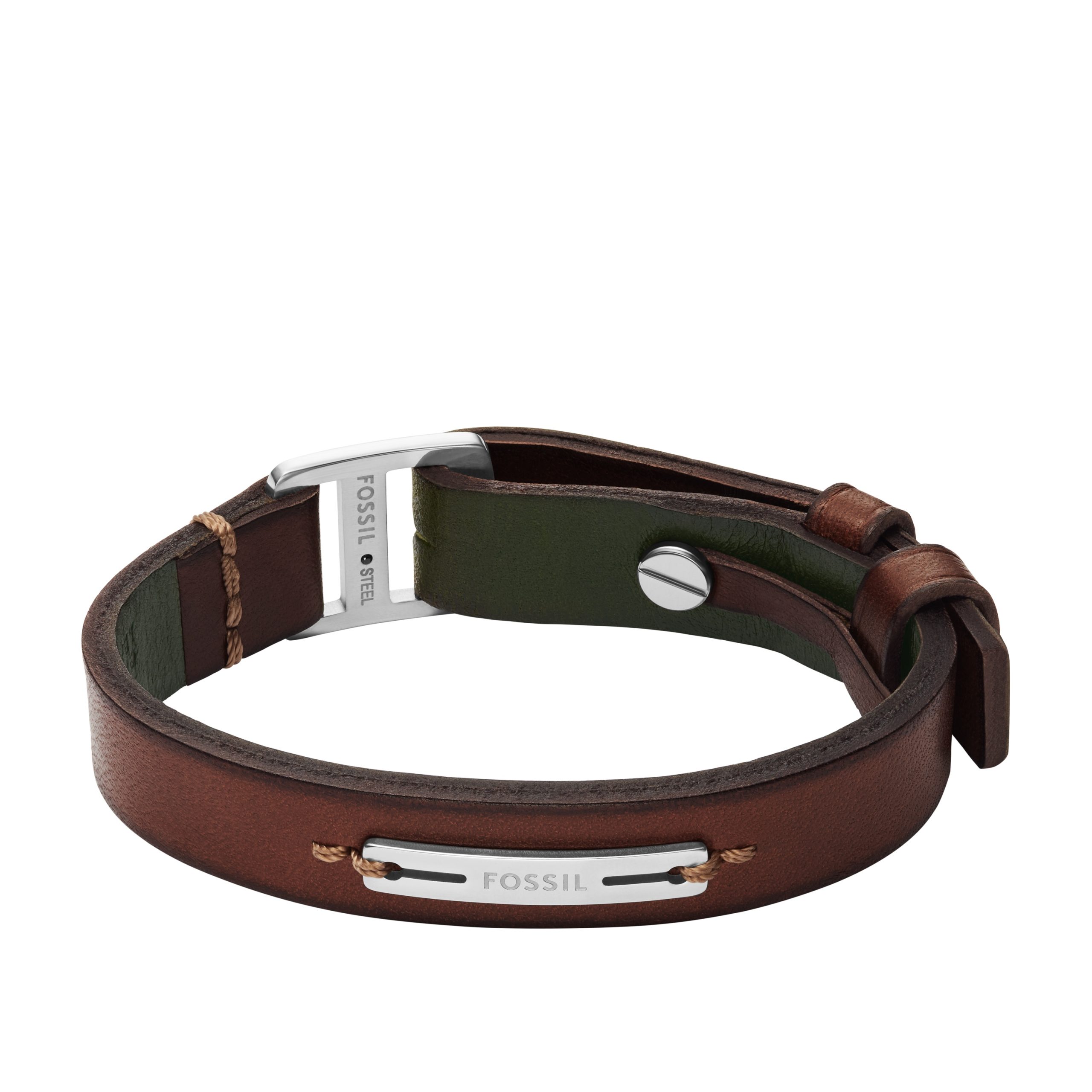 Fossil Machine Rugged Green and Brown Leather Strap Bracelet - Preorder
