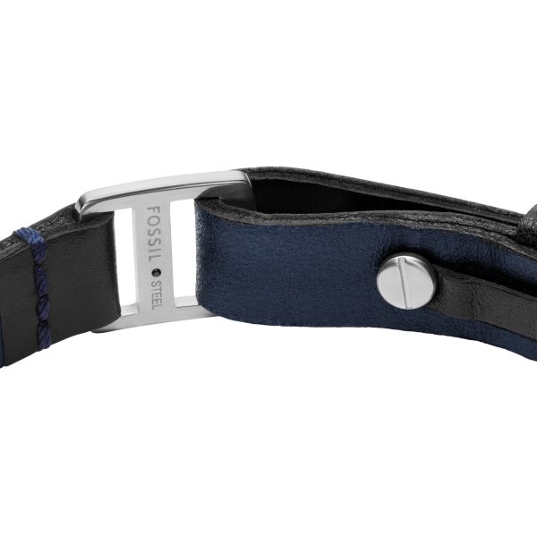 Fossil Machine Rugged Midnight Blue and Black Leather Strap Bracelet - Preorder