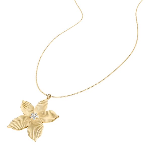 Fossil Sutton The Flower Collection Gold-Tone Stainless Steel Pendant Necklace - Preorder