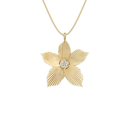 Fossil Sutton The Flower Collection Gold-Tone Stainless Steel Pendant Necklace - Preorder