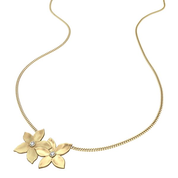 Fossil Sutton The Flower Collection Gold-Tone Stainless Steel Pendant Necklace - Preorder