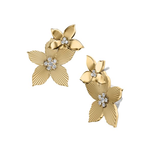 Fossil Sutton The Flower Collection Gold-Tone Stainless Steel Climber Earrings - Preorder