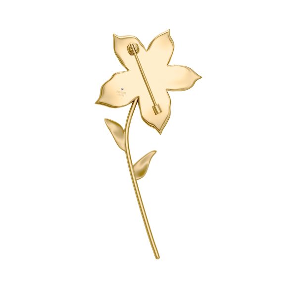 Fossil Sutton The Flower Collection Gold-Tone Stainless Steel Pin Brooch - Preorder