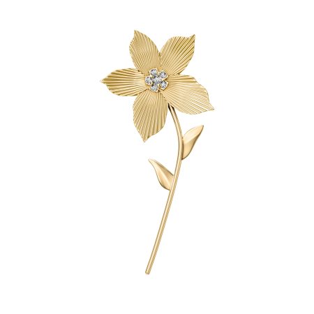 Fossil Sutton The Flower Collection Gold-Tone Stainless Steel Pin Brooch - Preorder