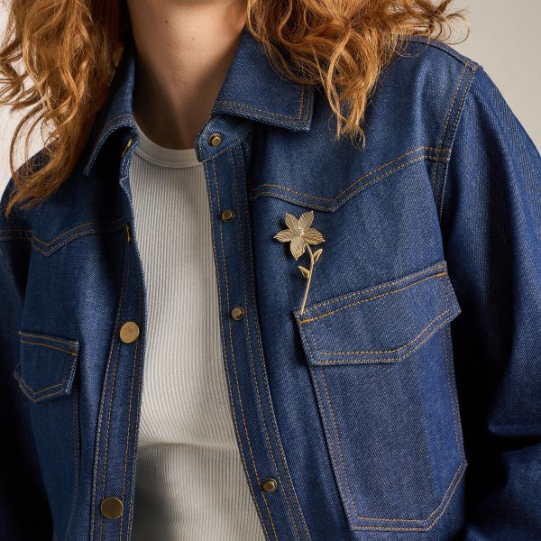 Fossil Sutton The Flower Collection Gold-Tone Stainless Steel Pin Brooch - Preorder