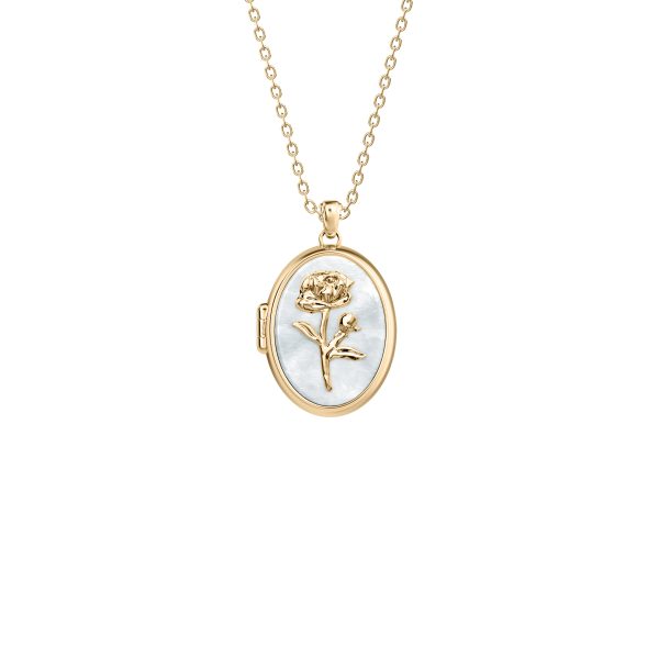 Fossil Sutton The Locket Collection White Mother-of-Pearl Pendant Necklace - Preorder