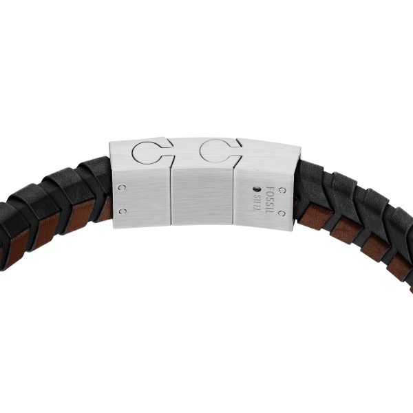 Fossil Woven Black and Brown Leather Bracelet - Preorder