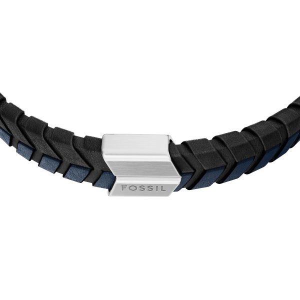 Fossil Woven Blue and Black Leather Bracelet - Preorder