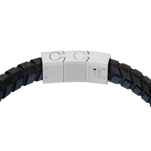 Fossil Woven Blue and Black Leather Bracelet - Preorder