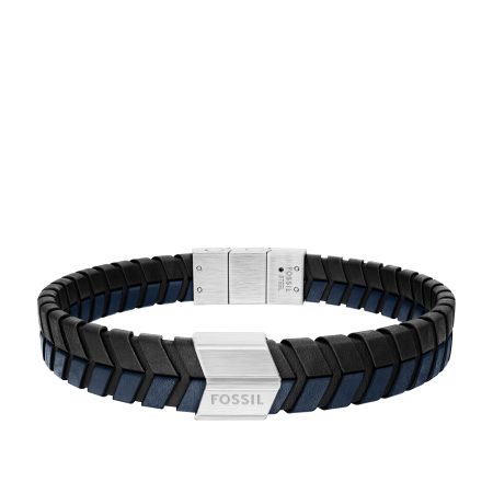 Fossil Woven Blue and Black Leather Bracelet - Preorder