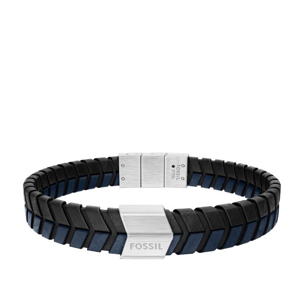Fossil Woven Blue and Black Leather Bracelet - Preorder