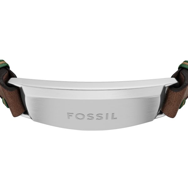 Fossil Topstitch Brown Leather ID Bracelet - Preorder