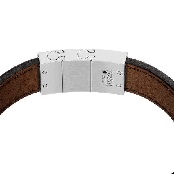 Fossil Topstitch Brown Leather ID Bracelet - Preorder