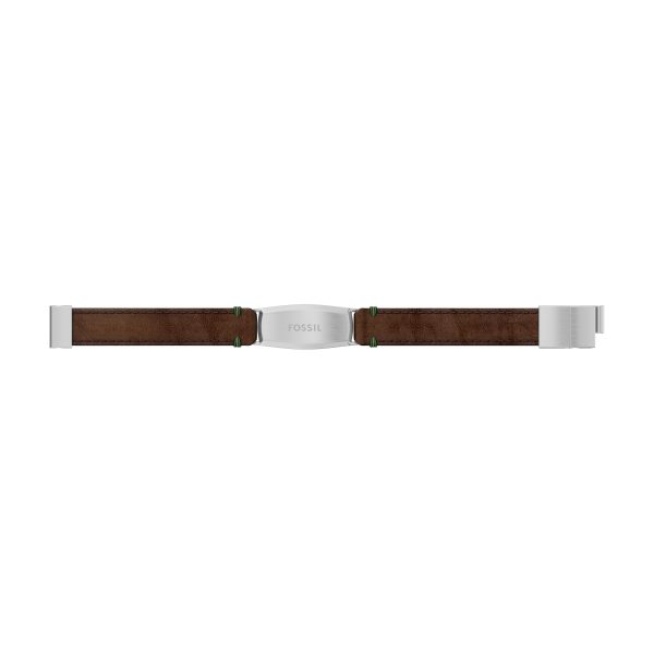 Fossil Topstitch Brown Leather ID Bracelet - Preorder