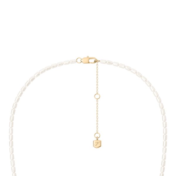 Fossil Harlow Rondelles White Acrylic Pearl Stainless Steel Station Necklace - Preorder