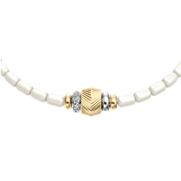 Fossil Harlow Rondelles White Acrylic Pearl Stainless Steel Station Bracelet - Preorder