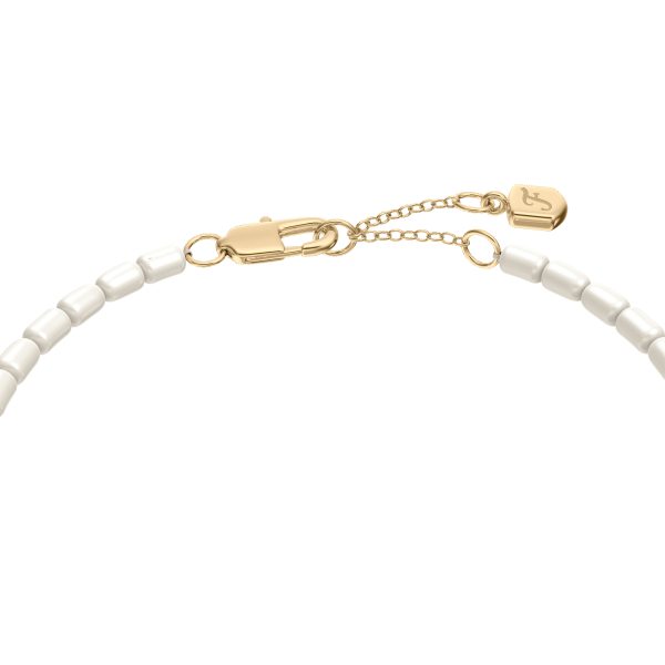 Fossil Harlow Rondelles White Acrylic Pearl Stainless Steel Station Bracelet - Preorder