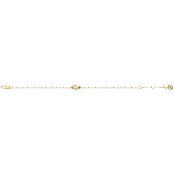 Fossil Harlow Rondelles White Acrylic Pearl Stainless Steel Station Bracelet - Preorder