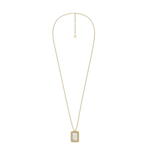 Fossil Raquel Glitz White Mother-of-Pearl Spinning Pendant Necklace - Preorder