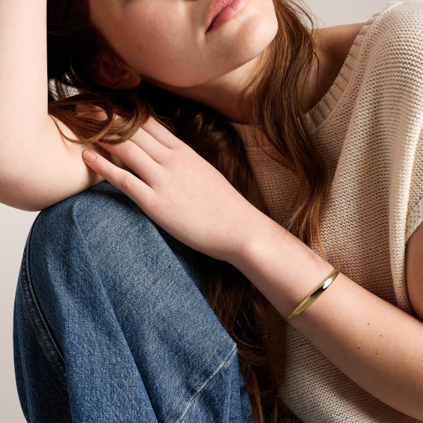 Fossil Ellis Domed Collection Gold-Tone Stainless Steel Bangle Bracelet - Preorder