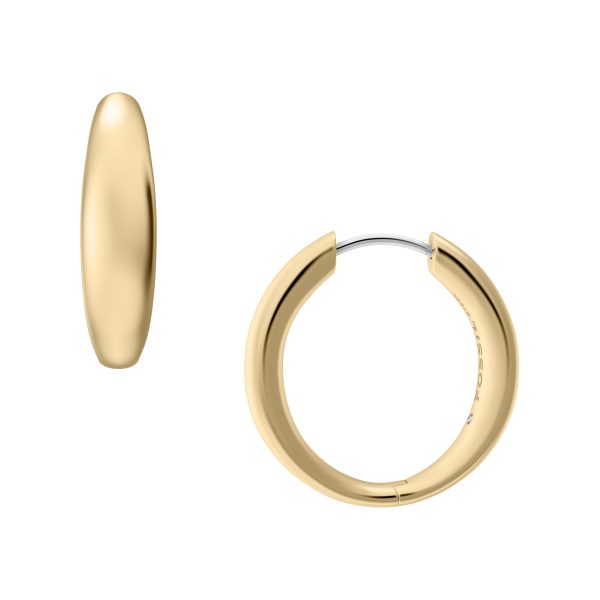 Fossil Ellis Domed Collection Medium Gold-Tone Stainless Steel Hoop Earrings - Preorder