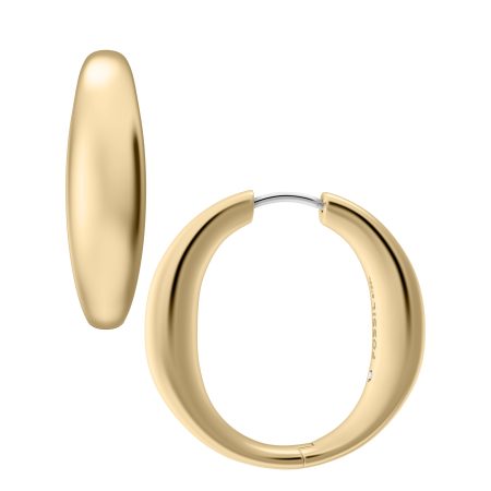 Fossil Ellis Domed Collection Large Gold-Tone Stainless Steel Hoop Earrings - Preorder