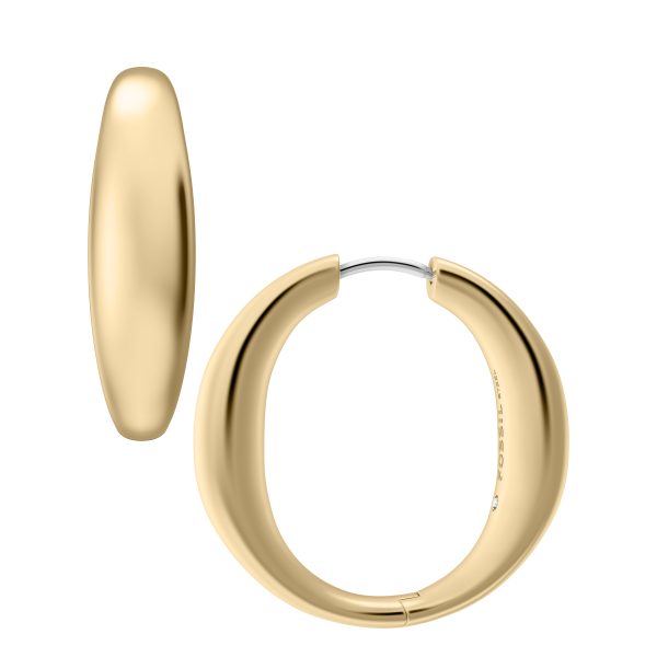 Fossil Ellis Domed Collection Large Gold-Tone Stainless Steel Hoop Earrings - Preorder