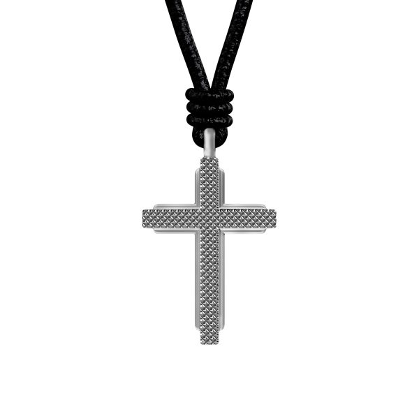 Fossil Machine Black Leather Cross Pendant Necklace - Preorder