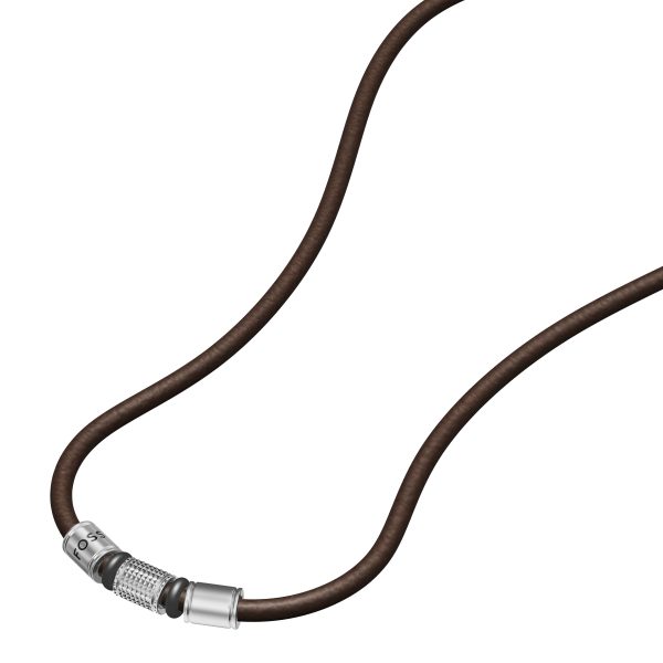 Fossil Machine Rondelles Brown Leather Station Necklace - Preorder